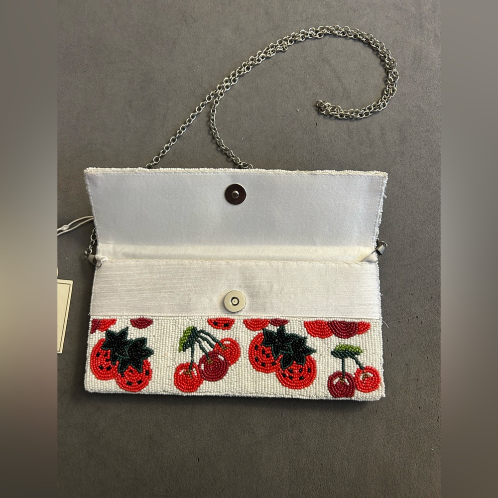 NWT! Cherry & Strawberry Beaded Clutch - Picture 3 of 7